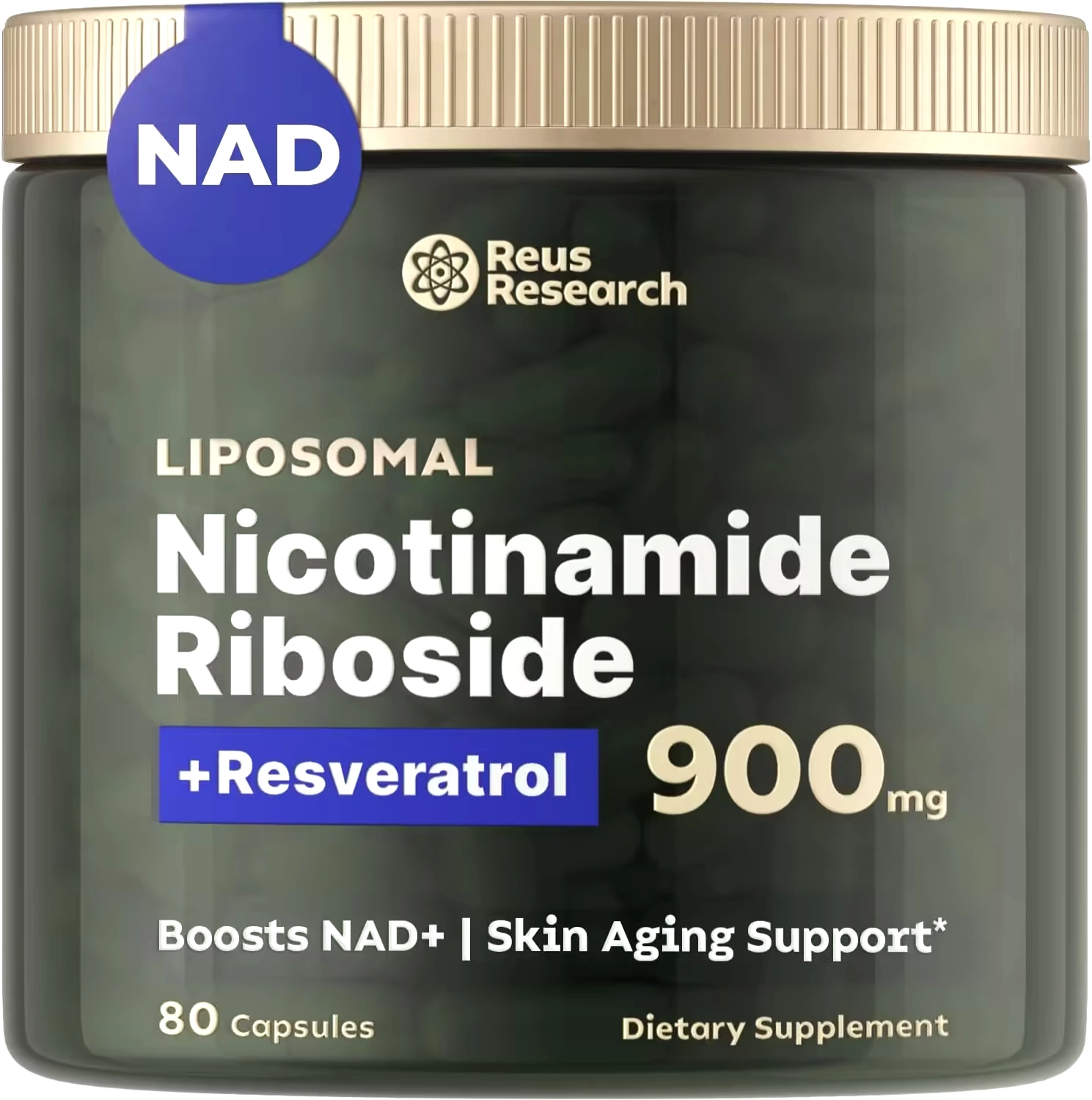 Reus Research NR900 - NAD+ Supplement for Skin Aging Support, Energy, and Focus - 80